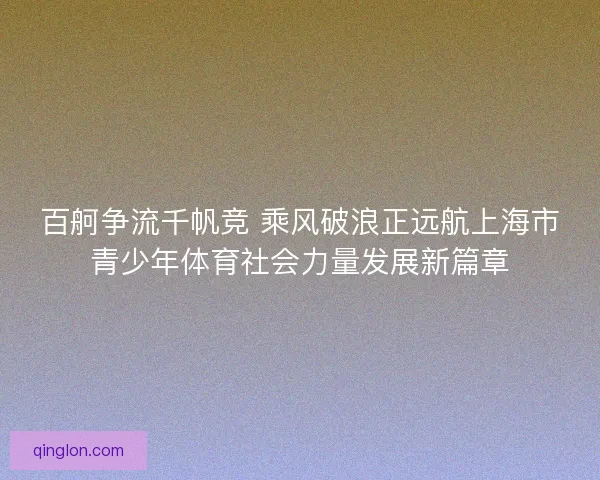 百舸争流千帆竞 乘风破浪正远航上海市青少年体育社会力量发展新篇章